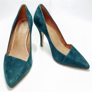 Madewell The Mira Pumps Womens Green Suede Heels Size 7 -Great for holiday party
